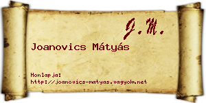 Joanovics Mátyás névjegykártya